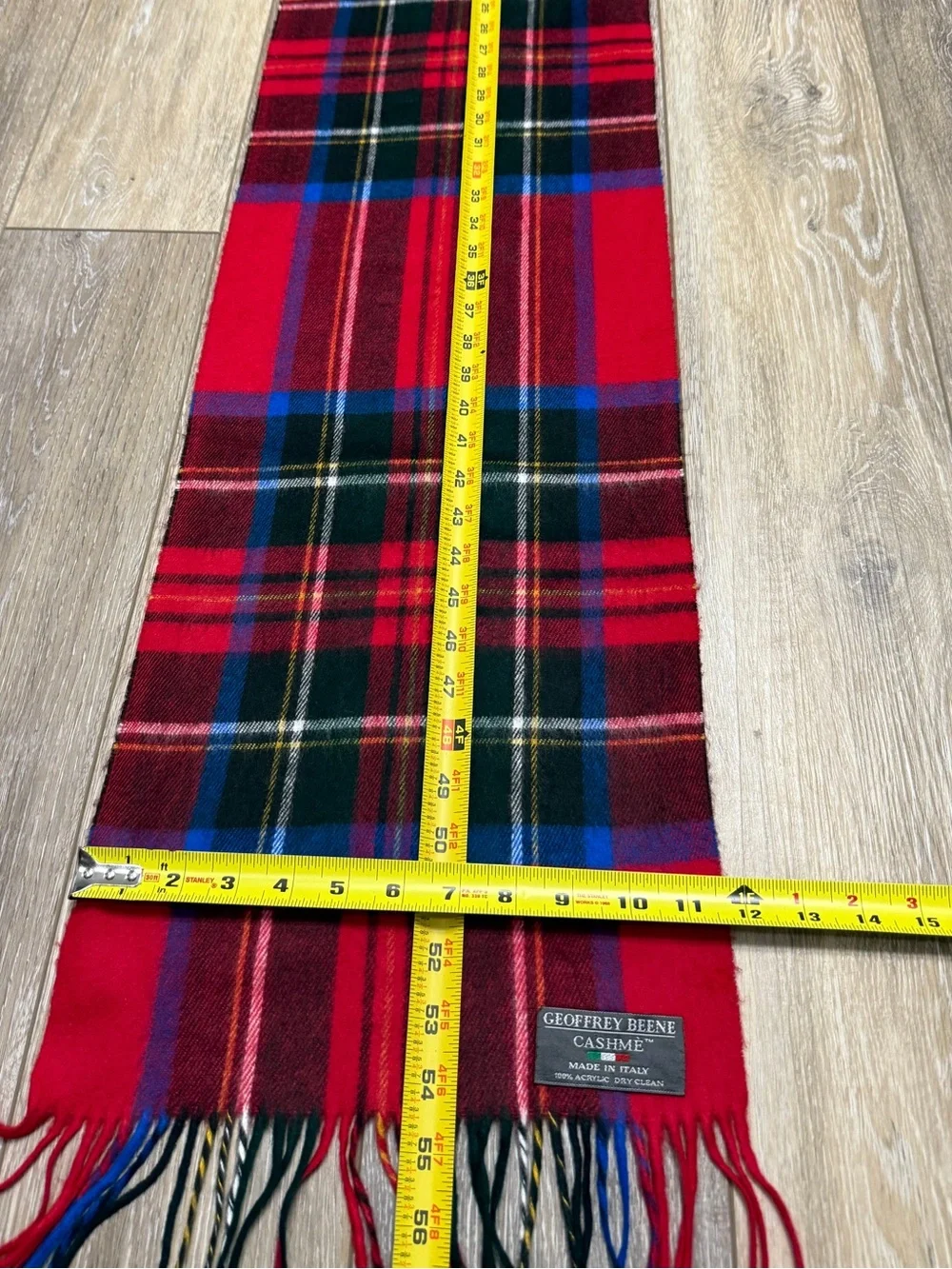 Geoffrey Beene Red Tartan Plaid Scarf